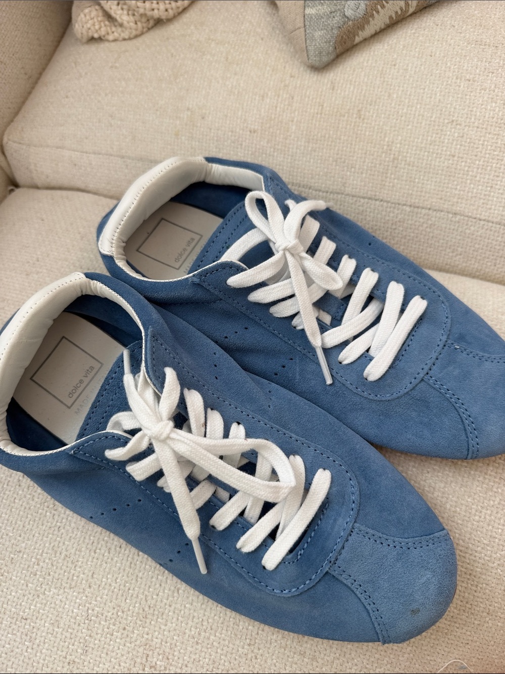 Dolce Vita Blue Suede Women's Sneakers with White Laces